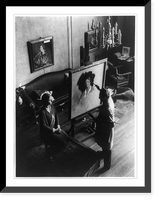 Historic Framed Print, [Leopold Seyffert painting portrait of Helen Wills Moody],  17-7/8" x 21-7/8"