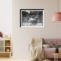 Historic Framed Print, Central Park - man with head in hippo's mouth,  17-7/8" x 21-7/8"