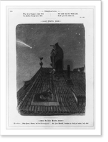 Admiring Halley's Comet through a spyglass, a viewer enjoys his rooftop solitude undisturbed by the cats, while a cheeky youngster brings him yet another tankard of beer, Vintage Print