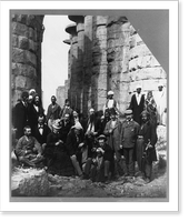 Ulysses S. Grant, full-length portrait, seated, facing right, with others at pyramids, Egypt Classic, Vintage Wall Art