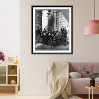 Ulysses S. Grant, full-length portrait, seated, facing right, with others at pyramids, Egypt Classic, Vintage Wall Art