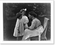 Historic Framed Print, [Mrs. Frank Vanderlip seated on porch, with two children],  17-7/8" x 21-7/8"