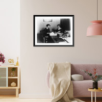 Florence Kling Harding, half-length portrait, seated at desk with another woman, facing left Classic, Vintage Poster