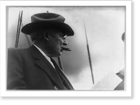 President Warren G. Harding, head-and-shoulders portrait, right profile; smoking cigar, Antique Wall Art