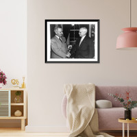 Harry S. Truman, half-length portrait, standing, facing right, congratulating new Associate Justice of the Supreme Court, Senator Harold Burton, Vintage Wall Art