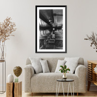 Historic Framed Print, Interior of first Pullman sleeper,  17-7/8" x 21-7/8"