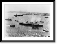 Historic Framed Print, S.S. Normandie arriving in New York Harbor on maiden voyage,  17-7/8" x 21-7/8"