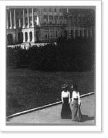 Historic Framed Print, [Views from the northeast of the U.S. Capitol: two women walking in foreground, ca. 1890],  17-7/8" x 21-7/8"