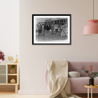 Pres. Harding and four other people being filmed on dock by Mrs. E.B. McLean, Historic Print