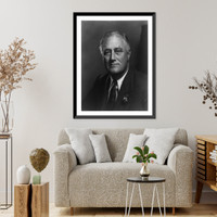 Historic Framed Print, [Franklin Delano Roosevelt, head-and-shoulders portrait, facing left],  17-7/8" x 21-7/8"