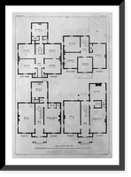 Historic Framed Print, [Ground plans for first and second stories of two cottages],  17-7/8" x 21-7/8"