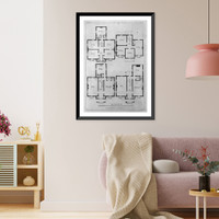 Historic Framed Print, [Ground plans for first and second stories of two cottages],  17-7/8" x 21-7/8"