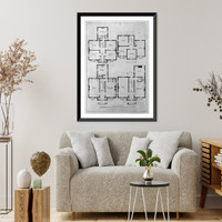 Historic Framed Print, [Ground plans for first and second stories of two cottages],  17-7/8" x 21-7/8"