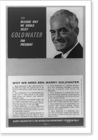 Historic Framed Print, [Advertisement for Barry Goldwater for President, with head-and-shoulders portrait of him, facing left],  17-7/8" x 21-7/8"