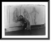 Historic Framed Print, Edouard A. Vysekal sketching characters from Harold Bell Wright's The winning of Barbara Worth" for a mural,  "The conquest of the desert,  in the Barbara Worth Hotel, El Centro, Ca.,  17-7/8" x 21-7/8"