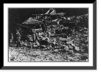 In the Oise District. Journalists visiting the ruins of a Chateau of Maucourt, France Classic, Antique Poster