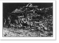 In the Oise District. Journalists visiting the ruins of a Chateau of Maucourt, France Classic, Antique Poster