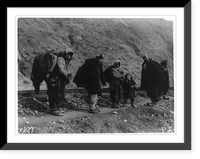 Refugees following the railroad tracks enroute to Gradeltza, Serbia, Vintage Print