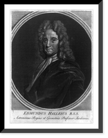 Historic Framed Print, [Edmond Halley, half-length portrait, in oval, facing left],  17-7/8" x 21-7/8"