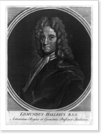Edmond Halley, half-length portrait, in oval, facing left, Vintage Poster