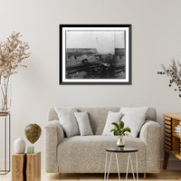 Historic Framed Print, Wreck of Blakely gun on the Frazer's wharf, Charleston, S.C.,  17-7/8" x 21-7/8"
