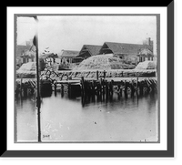 Historic Framed Print, Charleston Battery. Three gun battery on Vanderhoffs Wharf, Charleston, S.C.,  17-7/8" x 21-7/8"