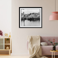 Historic Framed Print, Charleston Battery. Three gun battery on Vanderhoffs Wharf, Charleston, S.C.,  17-7/8" x 21-7/8"