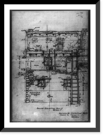 South elevation unit 11, block 7, of architectural plan drawing of Acoma Pueblo, New Mexico, Antique Print