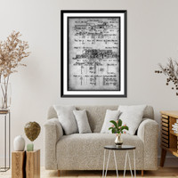 South elevations, block 4 and block 5, of architectural plan drawing of Acoma Pueblo, New Mexico, Vintage Wall Art