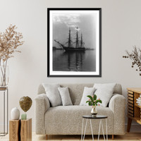 The U.S. frigate Constitution at anchor in the Potomac River off the Washington Navy Yard on Nov. 11, 1931. The President was on board when the picture was taken, Antique Print
