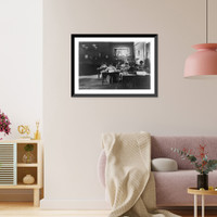Historic Framed Print, [Seven women working in Roycroft shop, E. Aurora, N.Y.],  17-7/8" x 21-7/8"