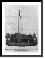 Log cabin, Hartford, Conn., dedicated to Gen. William H. Harrison, July 4th, 1840, Historic Print