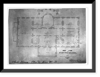 Historic Framed Print, Plan of first floor of the Executive Mansion,  17-7/8" x 21-7/8"