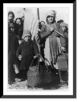 Historic Framed Print, [Italian children waiting for supplies from the American Red Cross. One child is holding baskets and another child is holding a basket and American flag],  17-7/8" x 21-7/8"