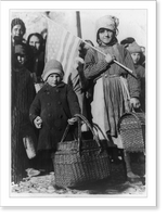 Historic Framed Print, [Italian children waiting for supplies from the American Red Cross. One child is holding baskets and another child is holding a basket and American flag],  17-7/8" x 21-7/8"
