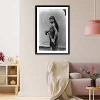 Historic Framed Print, [Dyak man, Singapore, standing, three-quarter length portrait, facing left],  17-7/8" x 21-7/8"