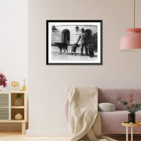 Historic Framed Print, [Robert R. Robinson, kennel master at the White House for Herbert Hoover's dogs, Buckeye, a German police dog; King Tut, a Belgian police dog; and Englehurst Gillette, a Gordon setter],  17-7/8" x 21-7/8"