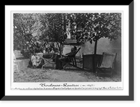 Henri de Toulouse-Lautrec, full-length portrait, seated at table outdoors with his mother at Chateau de Malrom&eacute;, Province of Gironde, Vintage Poster