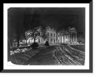 Historic Framed Print, D.C., Washington. White House, Exterior, 1907. View at night, under snow,  17-7/8" x 21-7/8"