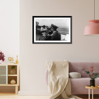 Historic Framed Print, [G&ouml;ring looking through binoculars at the command post of the Luftwaffe Air fleet 2 on the Channel Coast],  17-7/8" x 21-7/8"