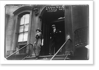 J.J. Astor and Miss M.T. Force walking down steps outside building, Vintage Poster