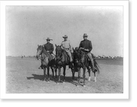 Historic Framed Print, [Theodore Roosevelt, Frank P. Hayes(?) and another Rough Rider, all on horseback],  17-7/8" x 21-7/8"
