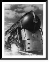 Historic Framed Print, [20th Century Limited streamlined locomotive of the New York Central System: view from front],  17-7/8" x 21-7/8"