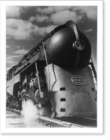 Historic Framed Print, [20th Century Limited streamlined locomotive of the New York Central System: view from front],  17-7/8" x 21-7/8"
