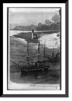 Commodore Farragut's squadron and Captain Porter's mortar fleet entering the Mississippi River Classic, Vintage Print