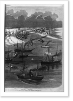Commodore Farragut's squadron and Captain Porter's mortar fleet entering the Mississippi River - 2, Antique Print