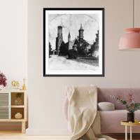 Historic Framed Print, Smithsonian Castle,  17-7/8" x 21-7/8"