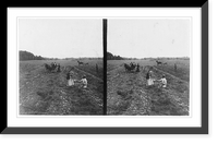 Historic Framed Print, [Man harvesting potatoes, holding out potato to woman],  17-7/8" x 21-7/8"