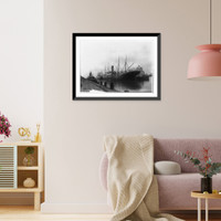 Historic Framed Print, Ships docked in Galveston harbor, Texas,  17-7/8" x 21-7/8" Historic Framed Print, Ships docked in Galveston harbor, Texas,  17-7/8" x 21-7/8"