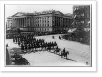 Washington, D.C., June 8, 1912. Columbus Memorial Parade. Pennsylvania Ave & U.S. Treasury. Troop A, 1st Squad, 15th Cavalry, Fort Myer, Va. on horseback, Vintage Print